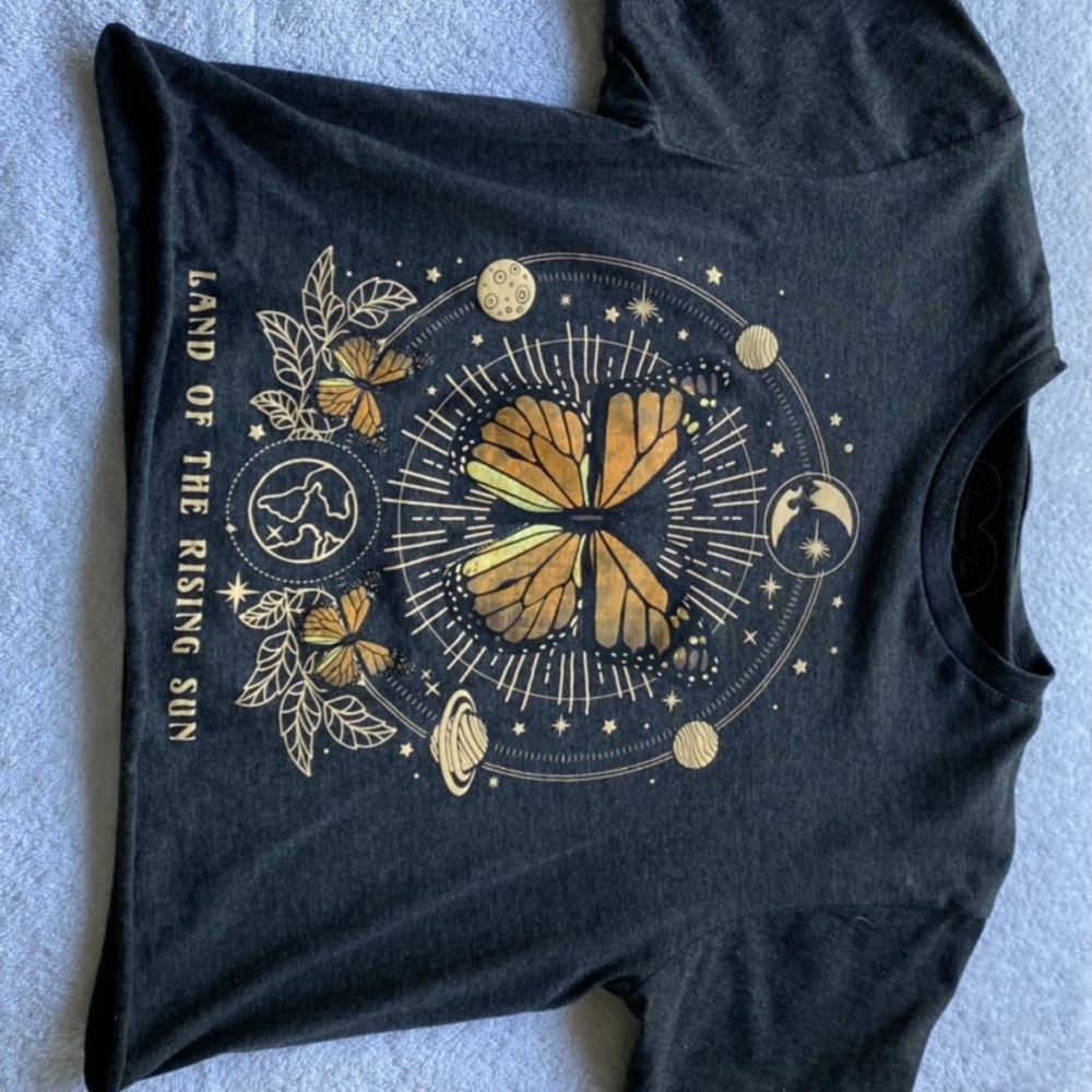 Butterflies and planets shirt